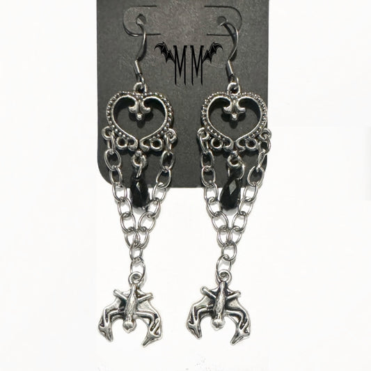 Vampire Queen - Dangling Bat Earrings